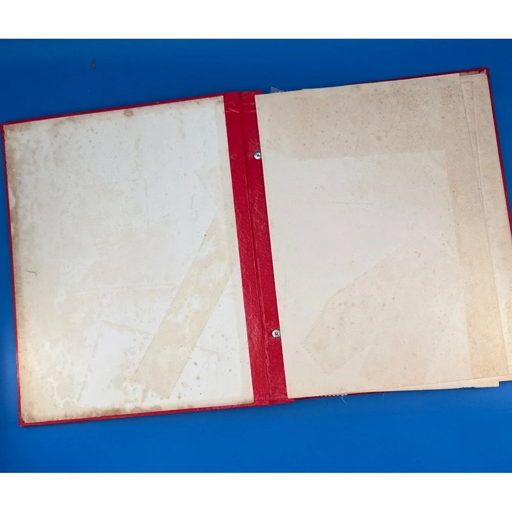 Vtg 1970's Red Wilco Scrapbook White Kitty Cat Flowers Large